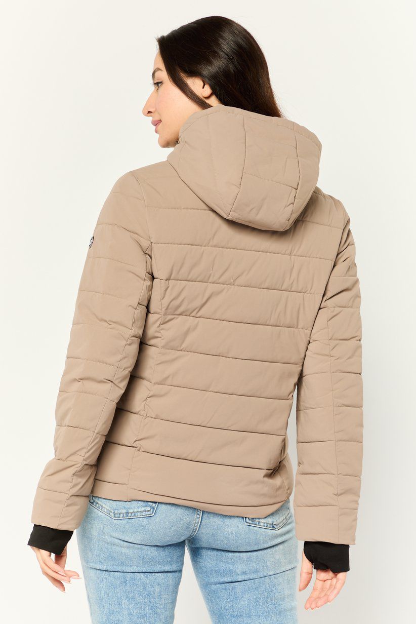 Michael Kors Puffer Jacket Genuine Down Fill Taupe Ultra Light