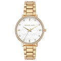 Michael Kors Pyper Three Hand White Dial Gold Steel Strap Watch For Women - MK4666
